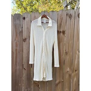 Sheer Textured Button Down Duster Dress